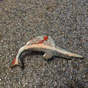 Vintage Handmade Marlin Copper & Enamel Pin Brooch